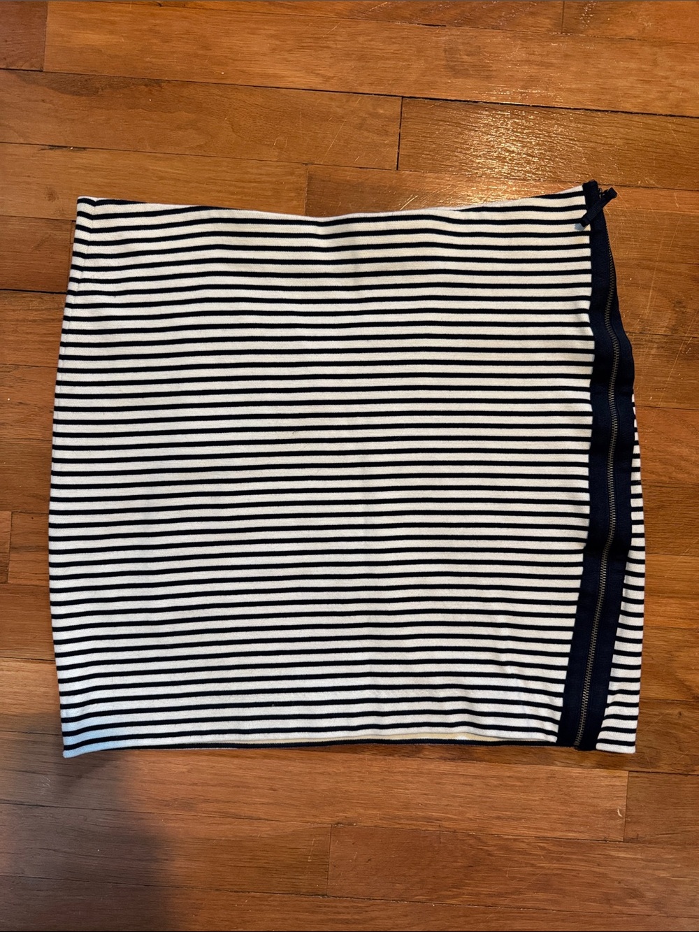Madewell Striped Navy and White Mini Pencil Skirt